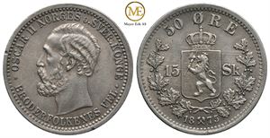 50 øre/15 sk. 1875 Oscar II. Kv.01