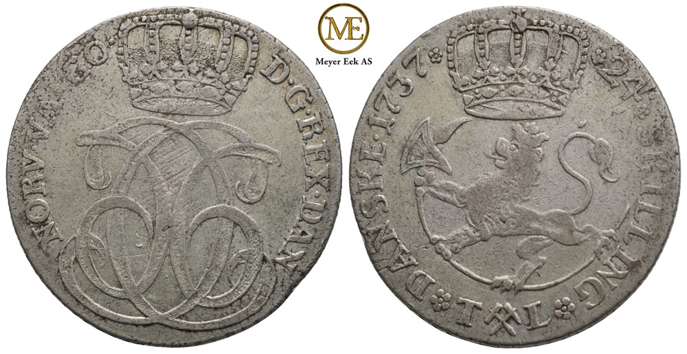 24 skilling 1737 Christian VI. Kv.1+