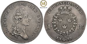 1 Riksdaler 1788 Gustav III. Kv.1+