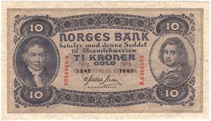 10 kroner 1942 B.6356503. Kv.0