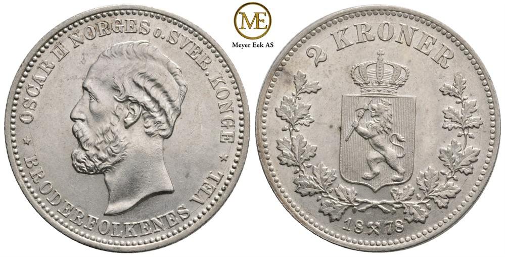 2 kroner 1878 Oscar II. Kv.0