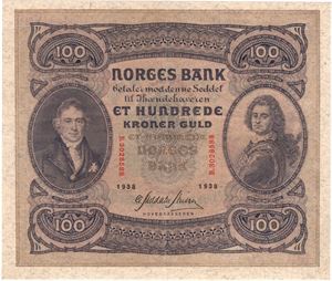 100 kroner 1938 B.3028588. Kv.1+/01