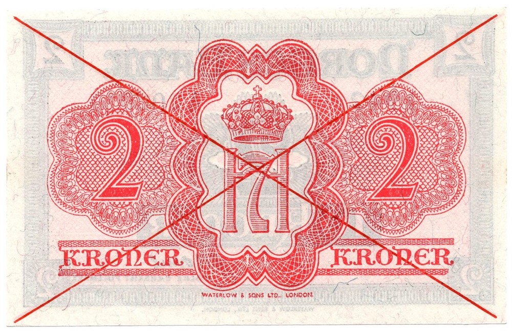 2 kroner 1942 London utgaven med kryss. Kv.0