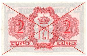 2 kroner 1942 London utgaven med kryss. Kv.0
