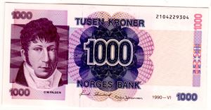 1000 kroner 1990 Kv.0