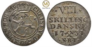 8 skilling 1731 Christian VI. Kv.01