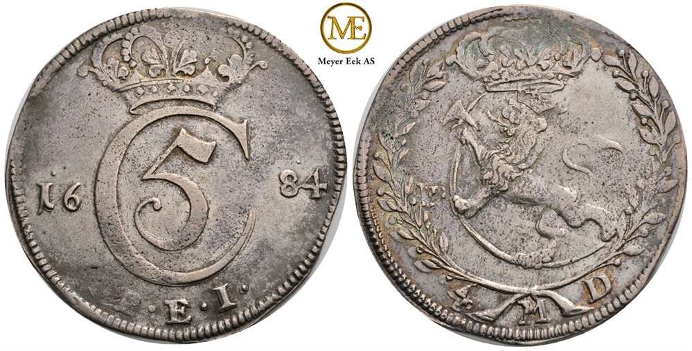 4 mark 1684 Christian V. Kv.1+