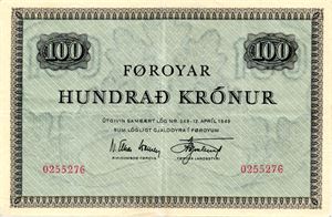 Færøyene 100 kroner 1952 u.år