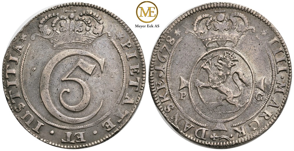 4 mark 1678 Christian V. Kv.1+