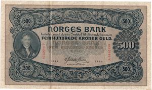 500 kroner 1944 A.0452459. RR-seddel. Kv.1+