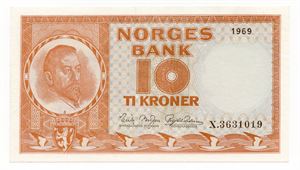 10 kroner 1969 X erstatning ex. Samlerbørsen 19.10.20