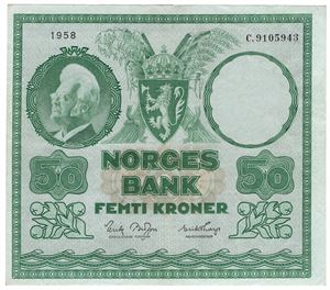 50 kroner 1958 C. Kv.1+/01