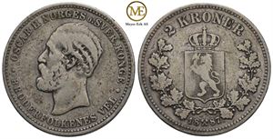 2 kroner 1887 Oscar II. Kv.1