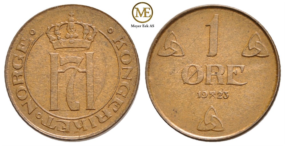 1 øre 1923 Haakon VII. Kv.0