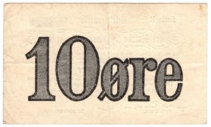 10 øre Store Norske Spitsbergen Kulkompani. 1928/29 N. RRR seddel. Kv.1/1+