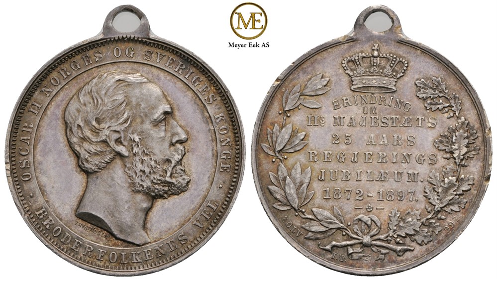 Oscar II 25 års regjeringsmedalje 1872-1897 Kv.01