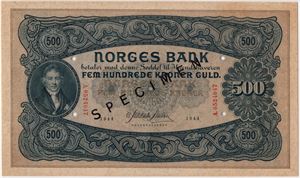 500 kroner 1944 Specimen. 58 PMG