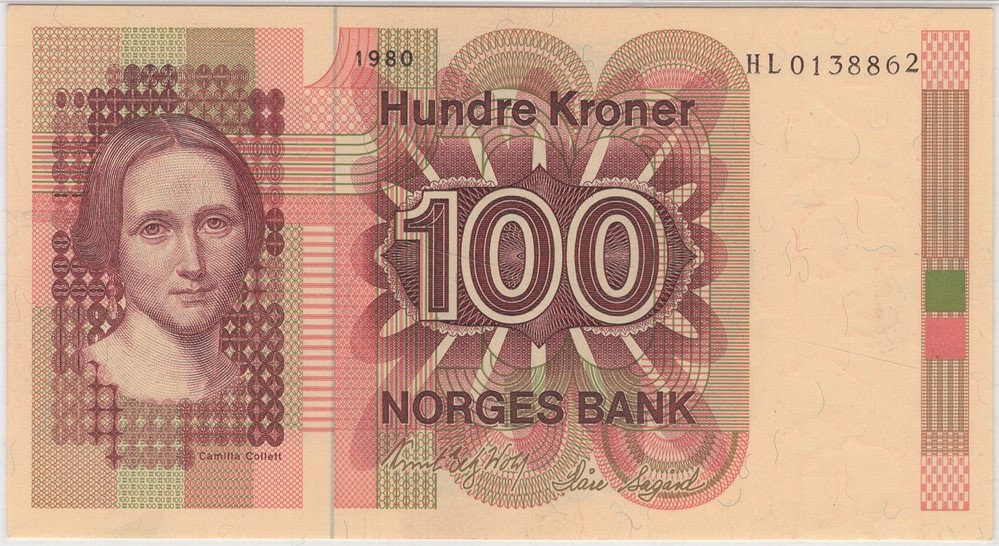 100 kroner 1980 HL. Erstatningsseddel. Kv.0