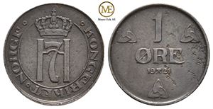 1 øre 1921 jern. Haakon VII. Kv.0/01