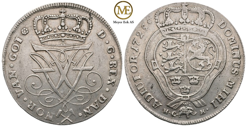 4 mark 1725 Frederik IV. Kv.1+