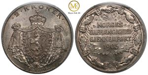 2 Kroner 1906 Jub. Haakon VII. MS66. Kv.0