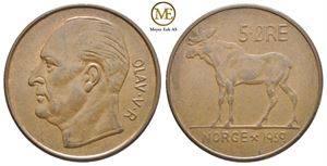 5 øre 1959 Olav V. Prøvemynt. Kv.01