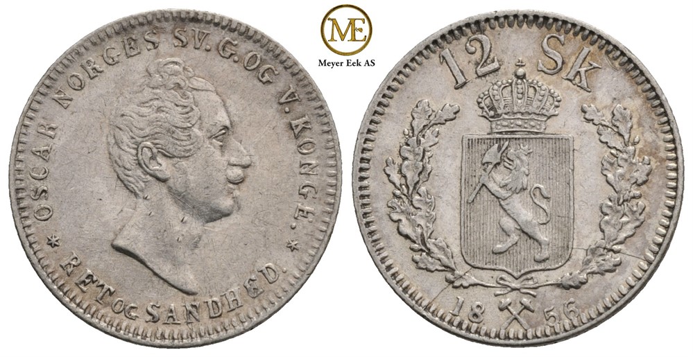 12 skilling 1856 Oscar I. Kv.01