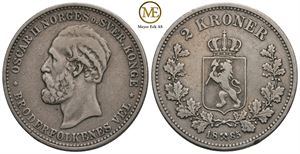 2 kroner 1885 Oscar II. Kv.1/1+