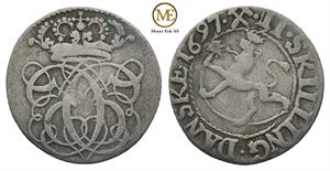 2 skilling 1697 Christian V. Kv.1