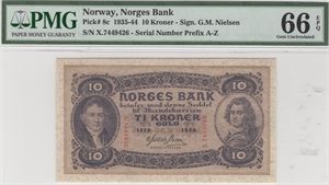 10 kroner 1938 X.7449426. 66 EPQ. Kv.0