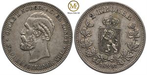 2 kroner 1897 Oscar II. Kv.1+