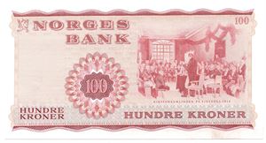 100 kroner 1970 Z.1288337. 1-million erstatningsseddel. Kv.0