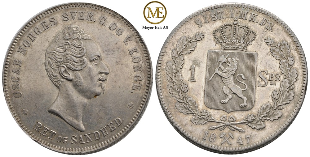 Speciedaler 1847 Oscar I. Kv.01
