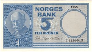 5 kroner 1955 C.1100915. Kv.0