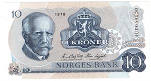 10 kroner 1978 HU. Erstatningsseddel. Kv.0