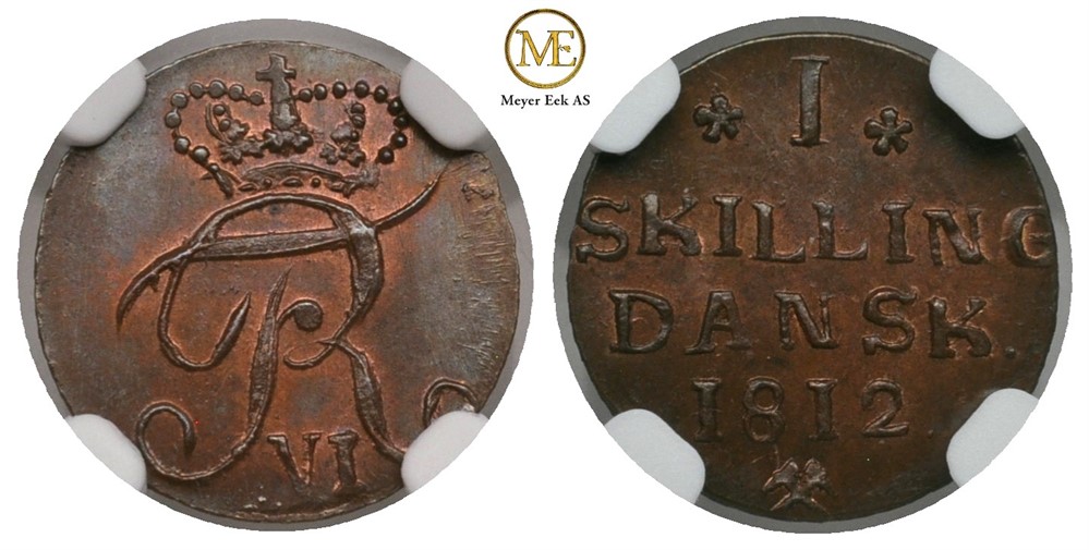 1 skilling 1812 Frederik VI. Prakt eksemplar.
