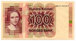 100 kroner 1979 HK erstatning ex. RMF 15.10.18