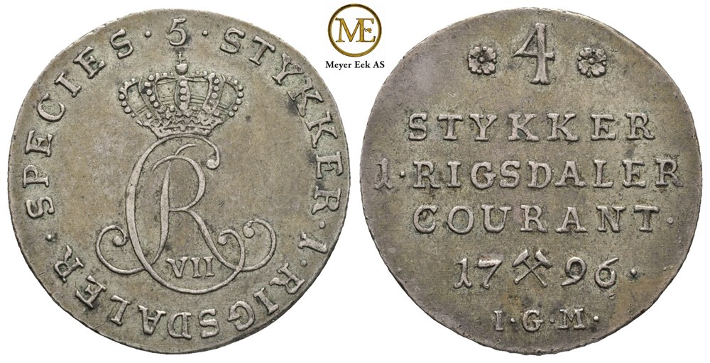 1/5 speciedaler 1796 IGM. Christian VII. Kv.1+