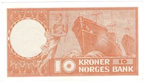 10 kroner 1966 X.0445986 erstatningsseddel. Kv.0/01