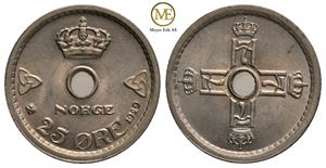 25 øre 1929 Haakon VII. Kv.0