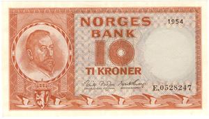 10 kroner 1954 E.0528247. Kv.0