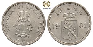 10 øre 1901 Oscar II. Kv.0