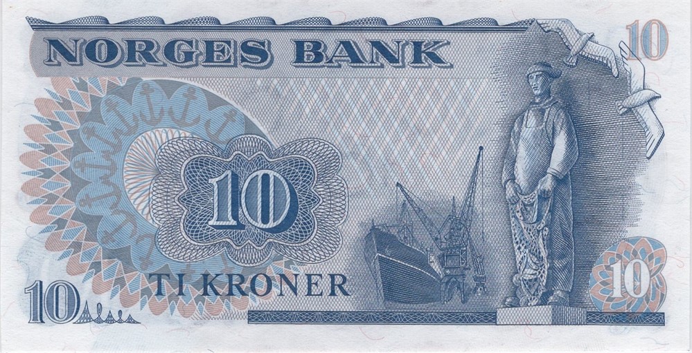 10 kroner 1974 QD erstatningsseddel. Kv.0