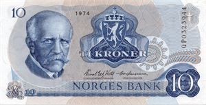 10 kroner 1974 QP erstatning ex. Mynt og Seddel 9.11.09