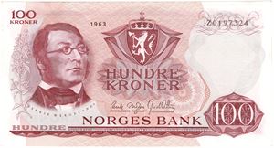 100 kroner 1963 Z. Erstatningsseddel. Kv.01