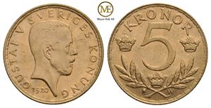 5 kronor 1920 Gustav V. Kv.0/01