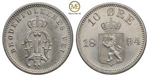 10 øre 1894 Oscar II. Kv.0