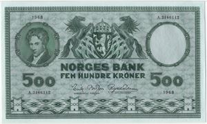 500 kroner 1968 A.3166112. 66 EPQ. Kv.0