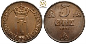 5 øre 1914 Haakon VII. Kv.0