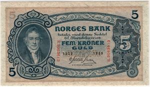 5 kroner 1939 R.3063613. 65 EPQ